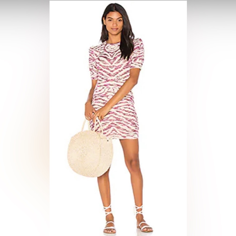Free People Stretch Animal Print Sweater Dress – Ivory Pink Purple, Size Small
